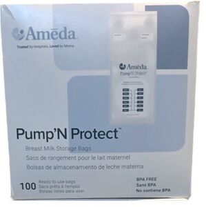 (2 boxes) Ameda Pump'N Protect Breastmilk Storage Bag 6oz - 100 Count per box